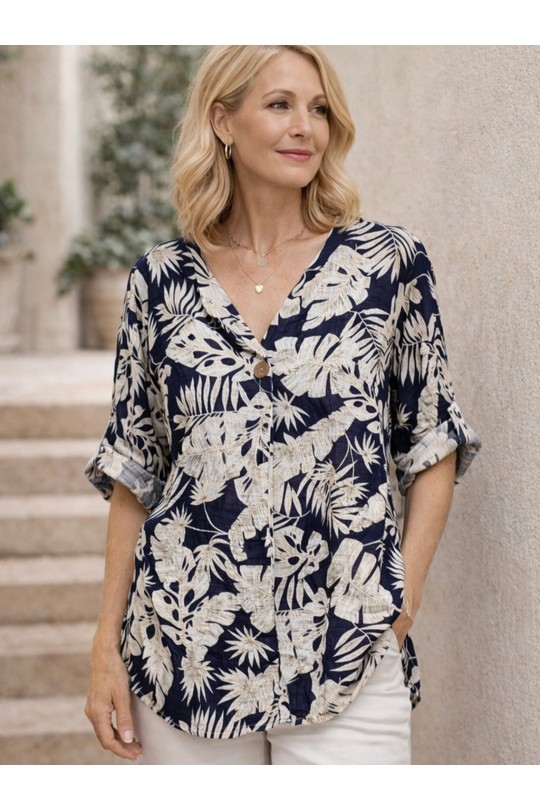 Blouses Femme Kaki POMELO PARIS LISA Blouse feuille Efashion Paris