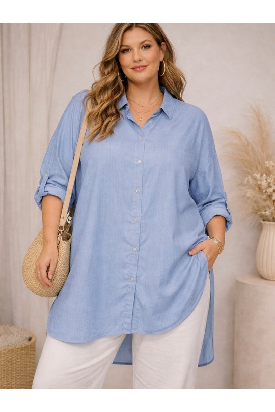 Chemises & blouses Femme Bleu POMELO PARIS chemise effet jeans Efashion Paris