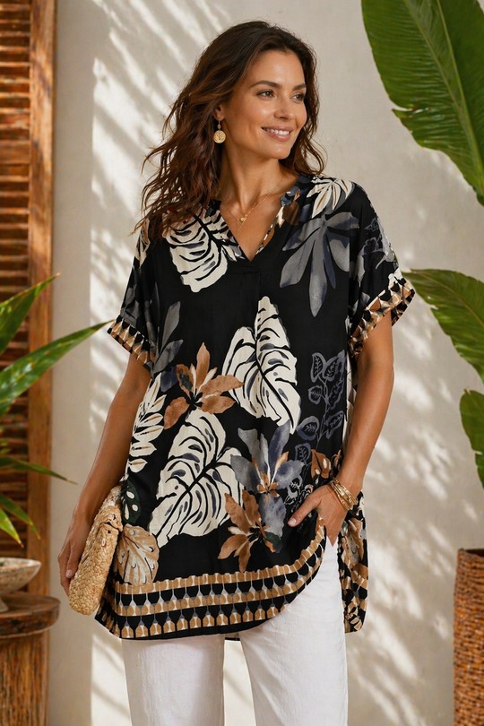 Tuniques Femme Olive POMELO PARIS Robe fluide palmier Efashion Paris