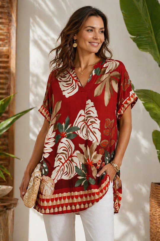 Tuniques Femme Olive POMELO PARIS Robe fluide palmier Efashion Paris