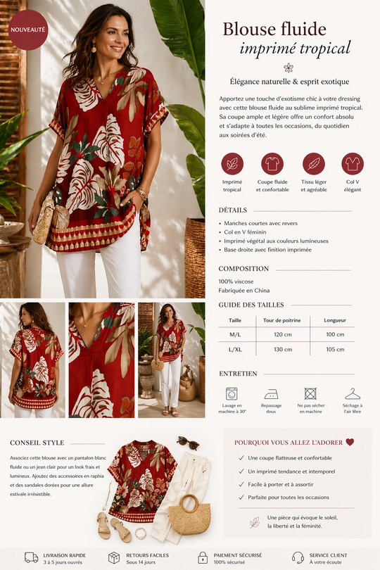 Tuniques Femme Olive POMELO PARIS Robe fluide palmier Efashion Paris