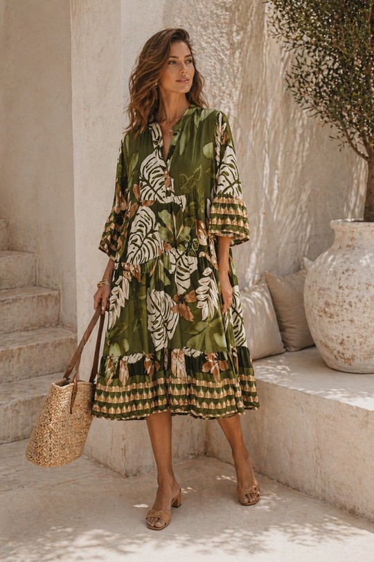 Robes mi-longues Femme Noir POMELO PARIS robe chemisier palmier Efashion Paris