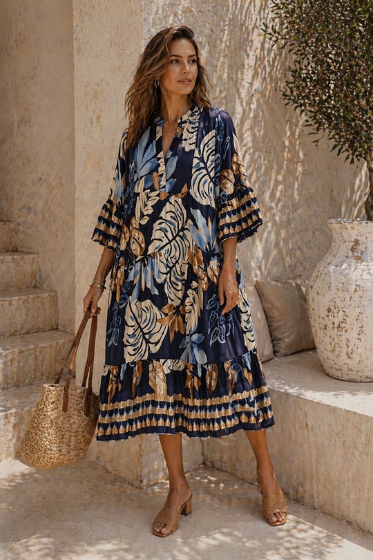 Robes mi-longues Femme Noir POMELO PARIS robe chemisier palmier Efashion Paris