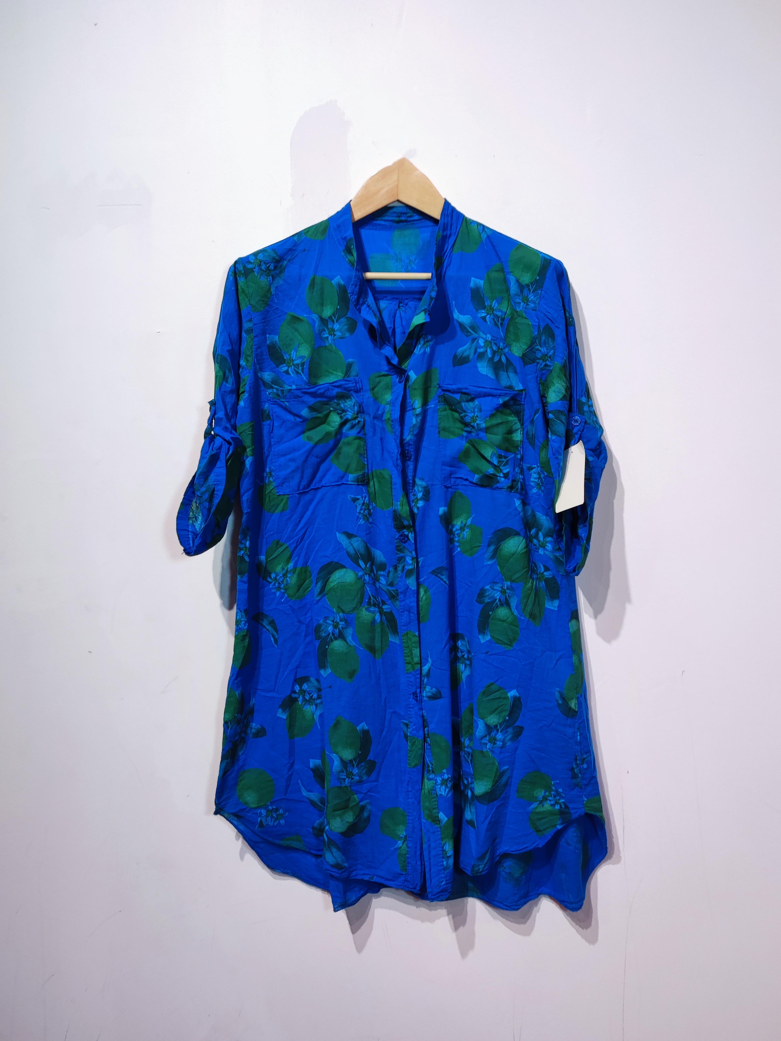 Chemises Femme Bleu roi POMELO PARIS LISA CHEMISE CITRON LONG NEW #c Efashion Paris