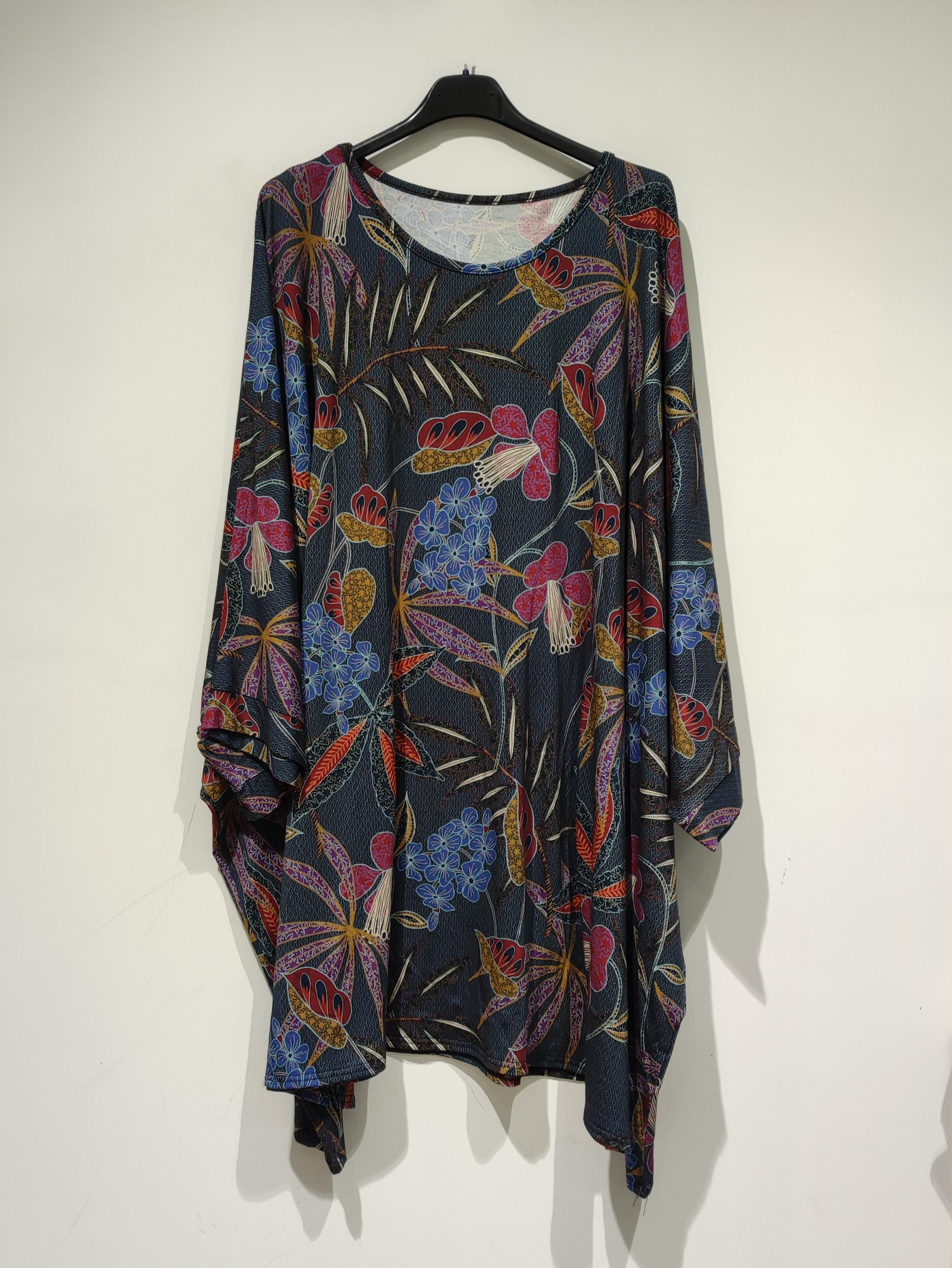 Tuniques Femme Multicolore POMELO PARIS FRIDA GT TUNIQUE FLEURS MYST - COL BATEAU #c Efashion Paris