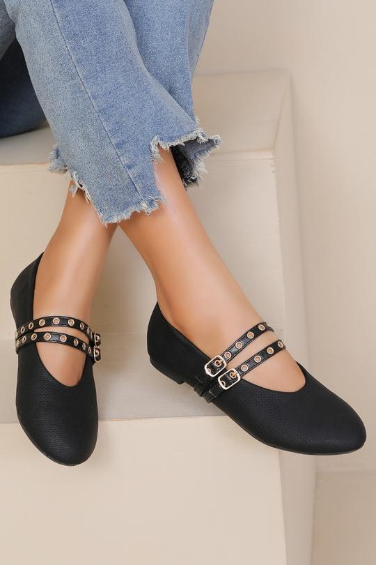 Bailarinas Zapatos Black WS Shoes BF-64 Efashion Paris