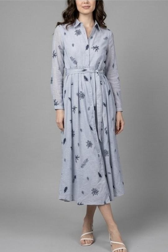 Robes longues Femme Bleu LILIEROSE 16344 Efashion Paris