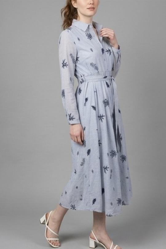 Robes longues Femme Bleu LILIEROSE 16344 Efashion Paris