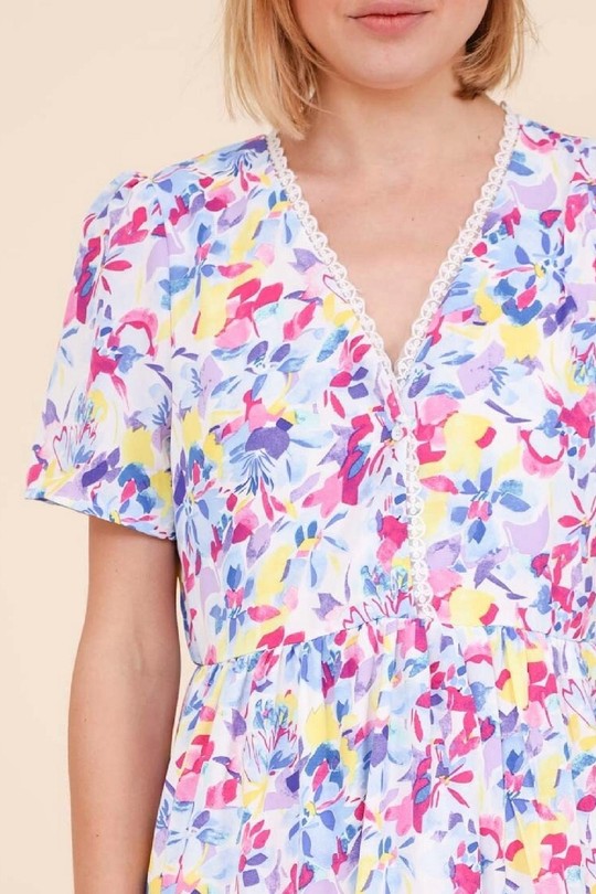 Robes courtes Femme Bleu LILIEROSE 12057 Efashion Paris