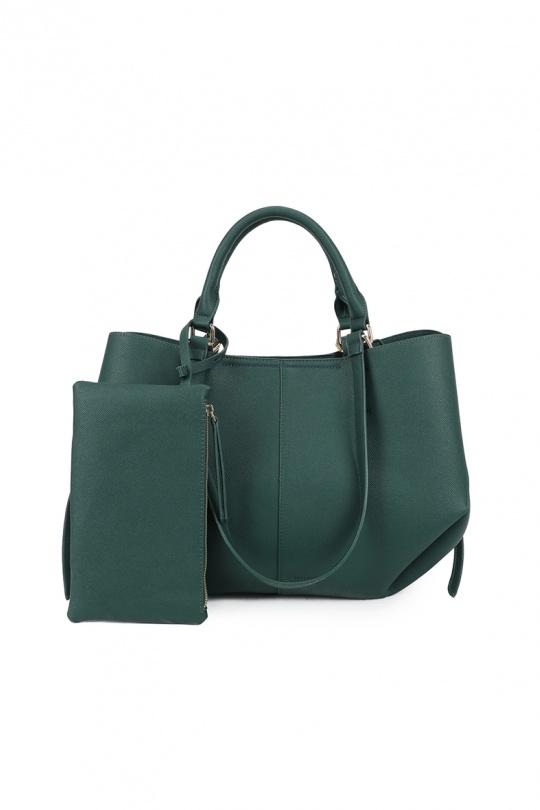 Cabas Maroquinerie Vert foncé GALLANTRY - CHIC AMINI R-1996 Efashion Paris
