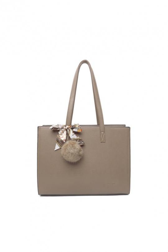 Cabas Maroquinerie Taupe GALLANTRY - CHIC AMINI R-1555 Efashion Paris