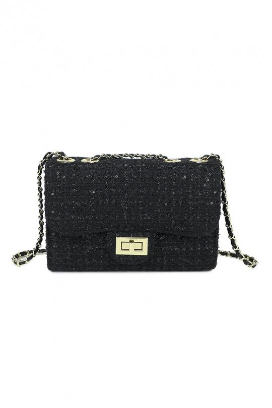 A tracolla Borse Glossy black GALLANTRY - CHIC AMINI MJ-6662 Efashion Paris