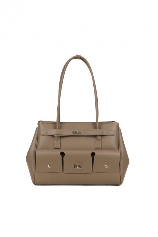 Handbags Bags Dark taupe GALLANTRY - CHIC AMINI KJ-62064 Efashion Paris