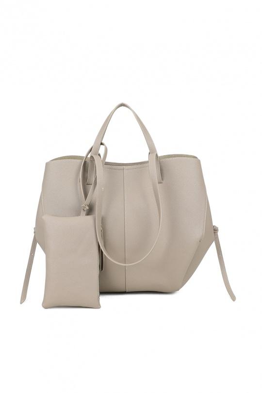 Cabas Maroquinerie Taupe GALLANTRY - CHIC AMINI R-1996-3A Efashion Paris
