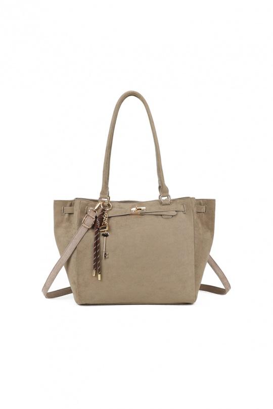 Cabas Maroquinerie Taupe foncé GALLANTRY - CHIC AMINI R-2005 Efashion Paris
