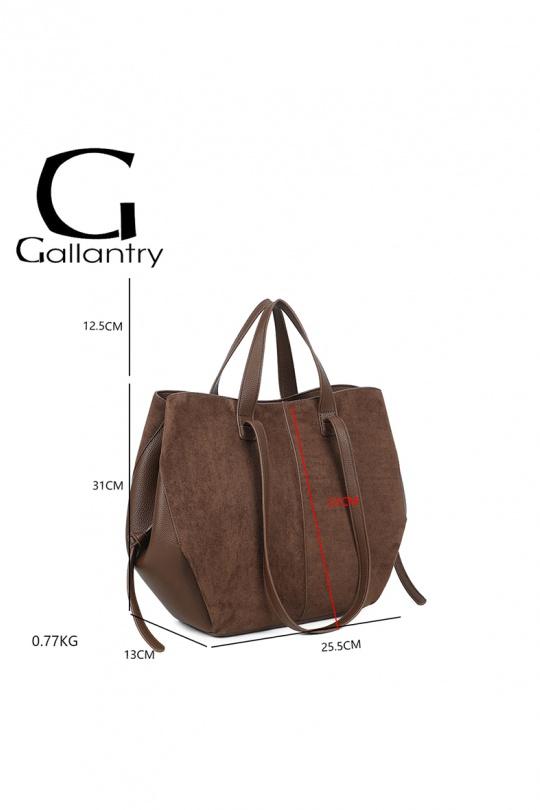 Cabas Maroquinerie Marron foncé GALLANTRY - CHIC AMINI R-1996-1 Efashion Paris