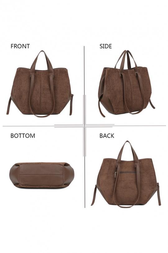 Cabas Maroquinerie Marron foncé GALLANTRY - CHIC AMINI R-1996-1 Efashion Paris