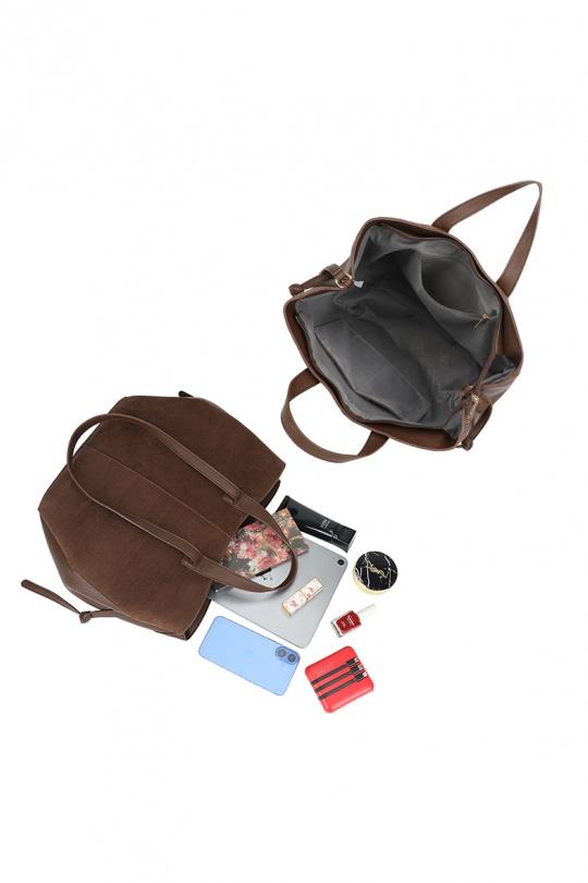 Cabas Maroquinerie Marron foncé GALLANTRY - CHIC AMINI R-1996-1 Efashion Paris