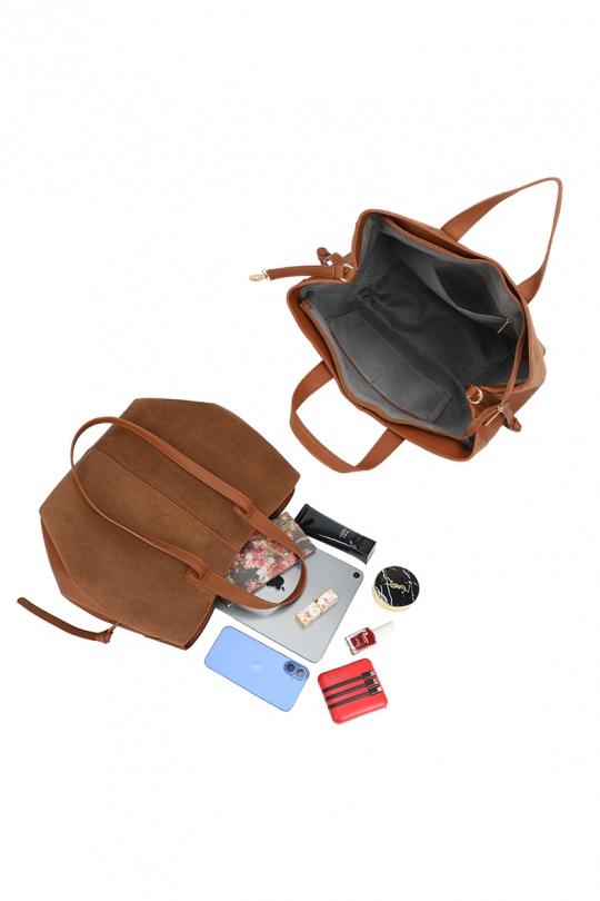 Cabas Maroquinerie Marron foncé GALLANTRY - CHIC AMINI R-1996-1 Efashion Paris