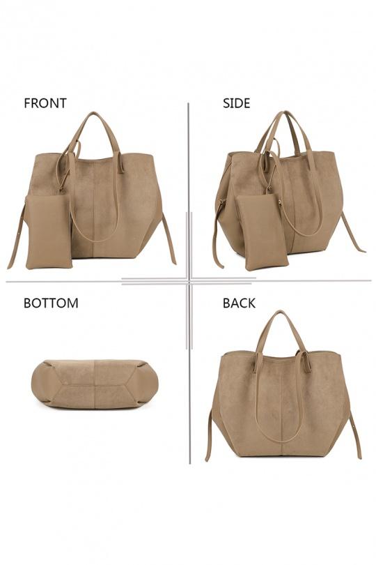 Cabas Maroquinerie Taupe foncé GALLANTRY - CHIC AMINI R-1996-3B Efashion Paris