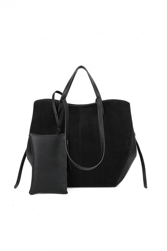 Cabas Maroquinerie Taupe foncé GALLANTRY - CHIC AMINI R-1996-3B Efashion Paris