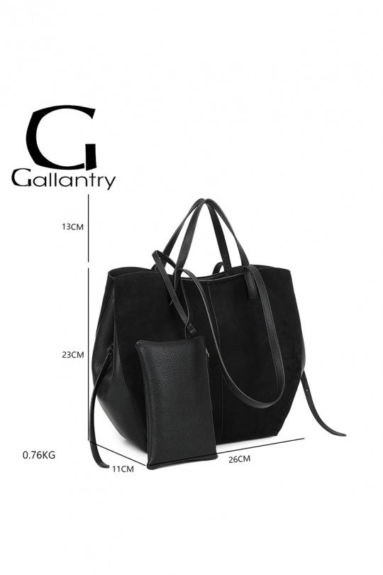 Cabas Maroquinerie Taupe foncé GALLANTRY - CHIC AMINI R-1996-3B Efashion Paris