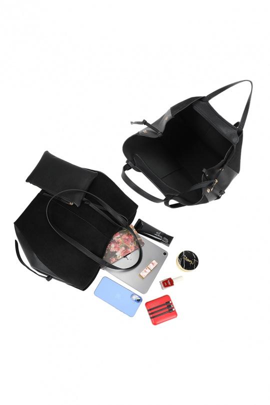 Cabas Maroquinerie Taupe foncé GALLANTRY - CHIC AMINI R-1996-3B Efashion Paris