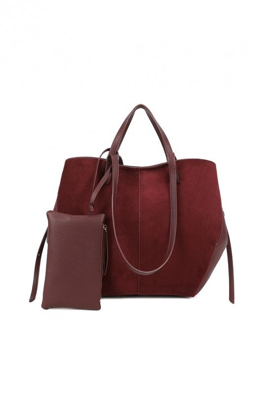 Cabas Maroquinerie Taupe foncé GALLANTRY - CHIC AMINI R-1996-3B Efashion Paris