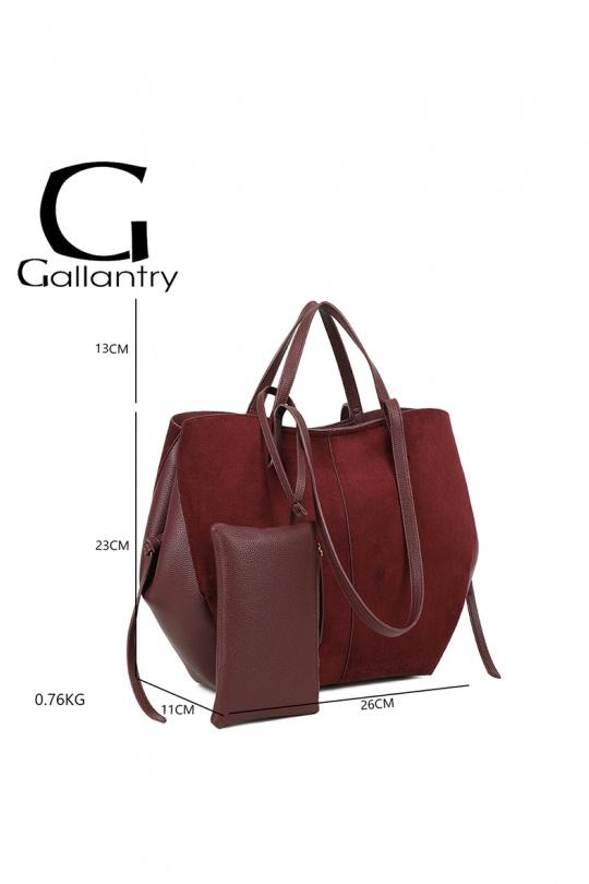 Cabas Maroquinerie Taupe foncé GALLANTRY - CHIC AMINI R-1996-3B Efashion Paris