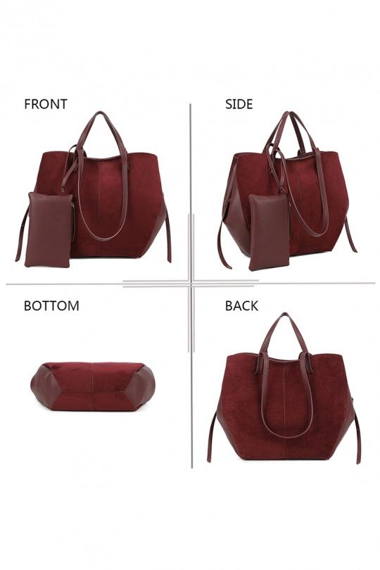 Cabas Maroquinerie Taupe foncé GALLANTRY - CHIC AMINI R-1996-3B Efashion Paris