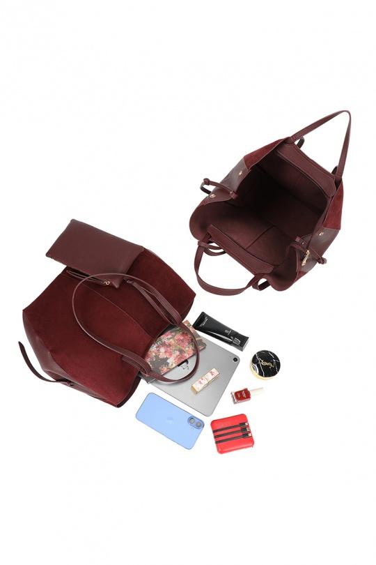 Cabas Maroquinerie Taupe foncé GALLANTRY - CHIC AMINI R-1996-3B Efashion Paris