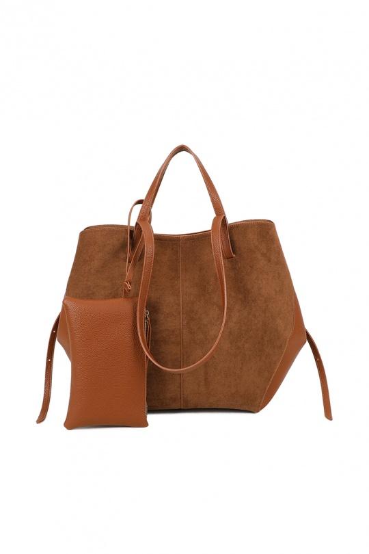 Cabas Maroquinerie Taupe foncé GALLANTRY - CHIC AMINI R-1996-3B Efashion Paris