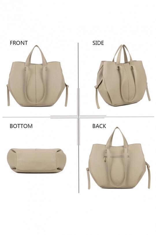 Cabas Maroquinerie Taupe GALLANTRY - CHIC AMINI R-1996-2 Efashion Paris