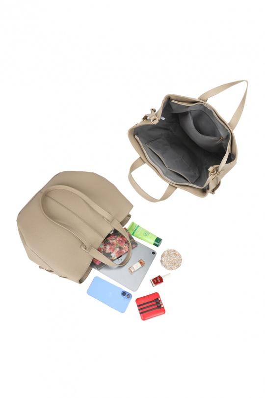 Cabas Maroquinerie Taupe GALLANTRY - CHIC AMINI R-1996-2 Efashion Paris