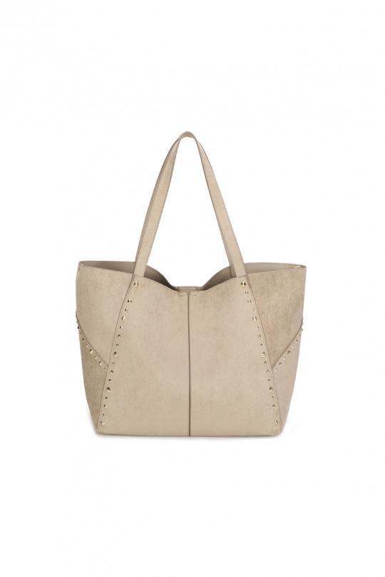 Cabas Maroquinerie Taupe GALLANTRY - CHIC AMINI M-9457 Efashion Paris
