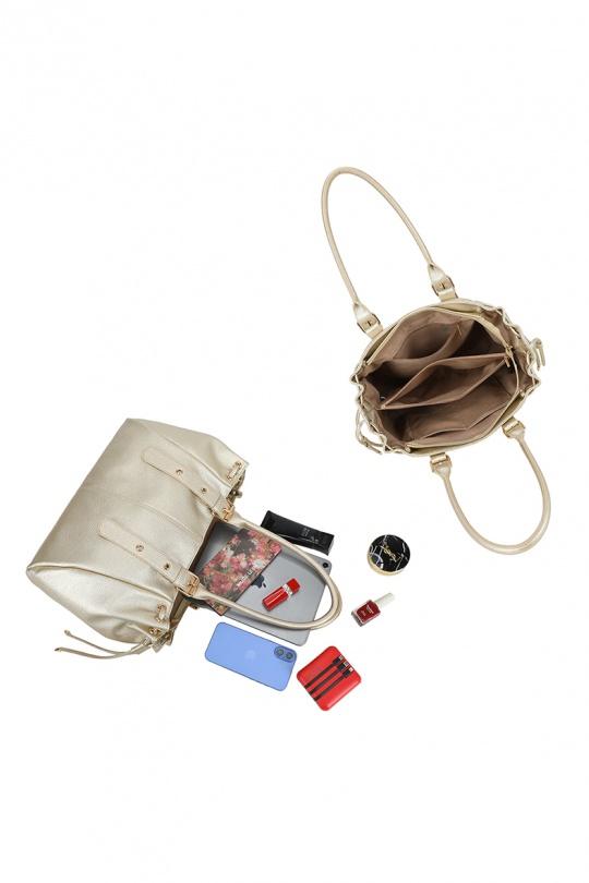 Cabas Maroquinerie Taupe GALLANTRY - CHIC AMINI R-62080-1B Efashion Paris