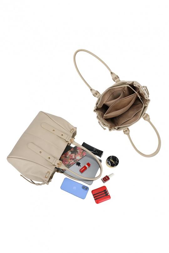 Cabas Maroquinerie Taupe GALLANTRY - CHIC AMINI R-62080-1B Efashion Paris