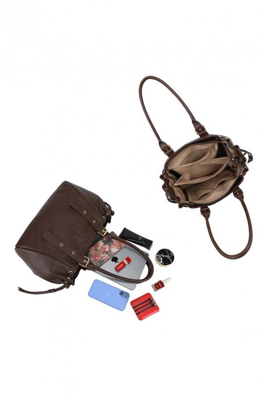 Cabas Maroquinerie Taupe GALLANTRY - CHIC AMINI R-62080-1B Efashion Paris