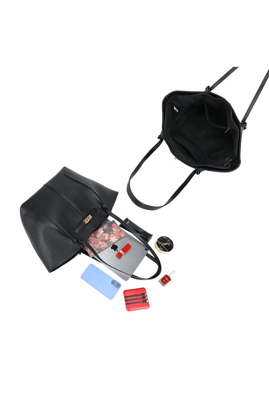 Cabas Maroquinerie Noir GALLANTRY - CHIC AMINI KJ-62083-2 Efashion Paris