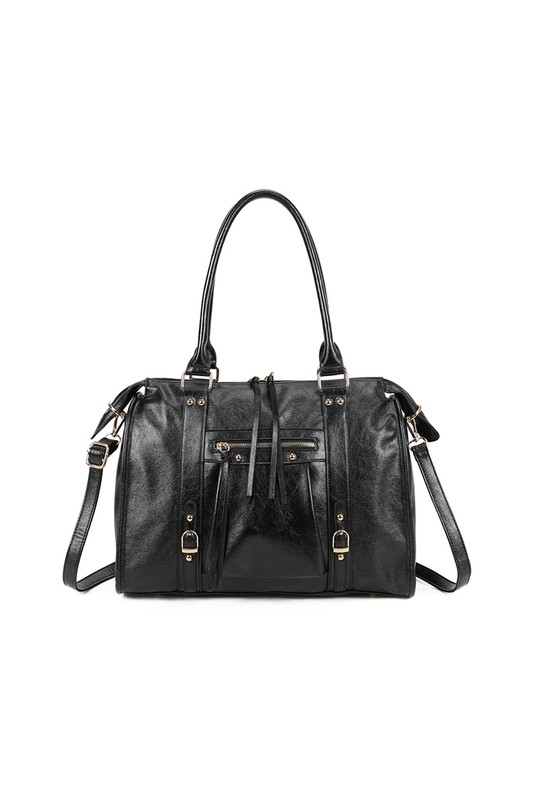 Cabas Maroquinerie Noir GALLANTRY - CHIC AMINI M-1979-5B Efashion Paris