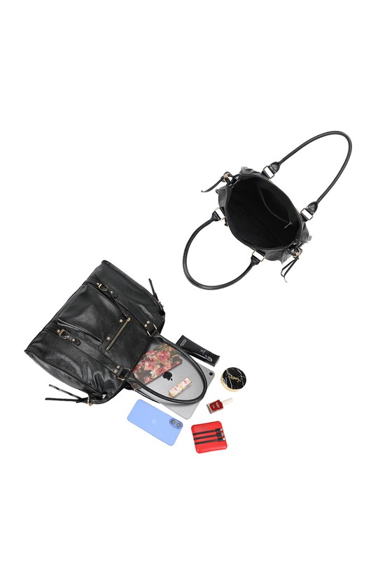 Cabas Maroquinerie Noir GALLANTRY - CHIC AMINI M-1979-5B Efashion Paris