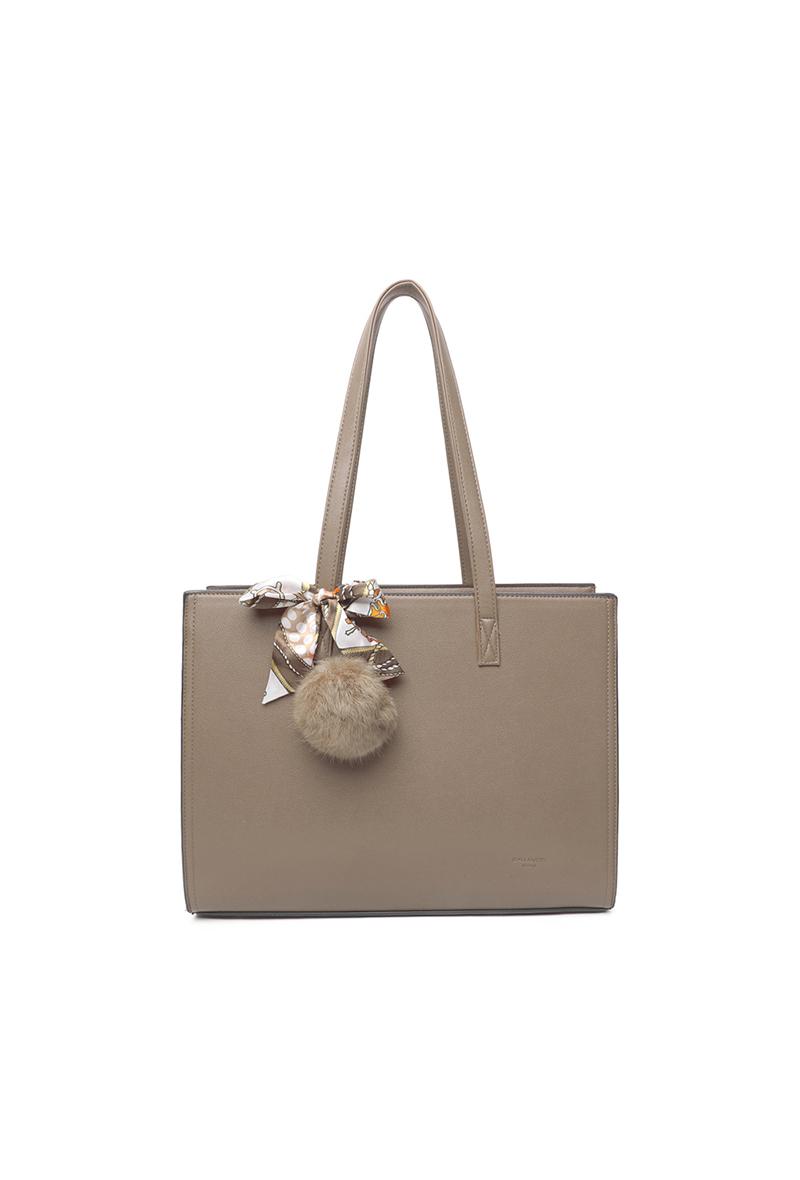 Cabas Maroquinerie Taupe GALLANTRY - CHIC AMINI R-1555 #c Efashion Paris