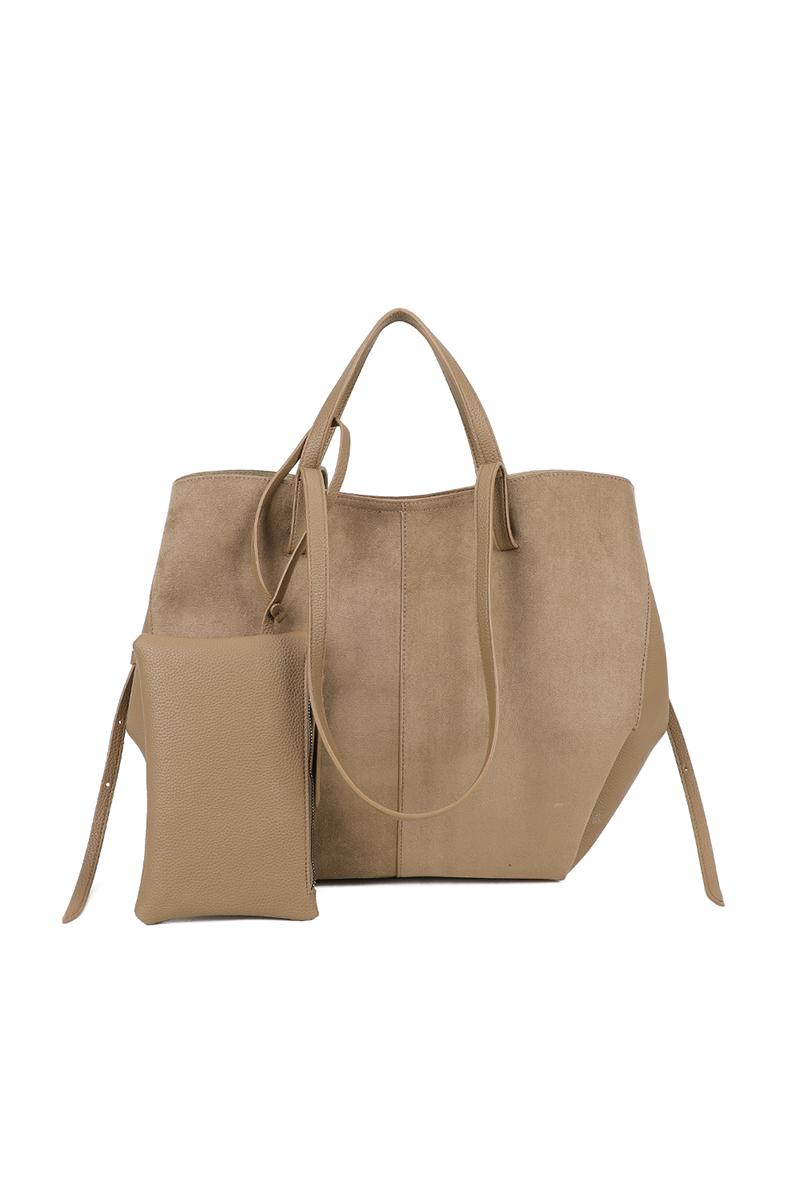 Cabas Maroquinerie Taupe foncé GALLANTRY - CHIC AMINI R-1996-3B #c Efashion Paris