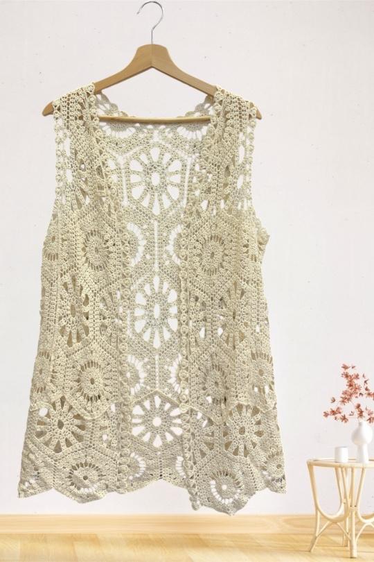 Gilets Femme Beige Sun Love 5135 Efashion Paris