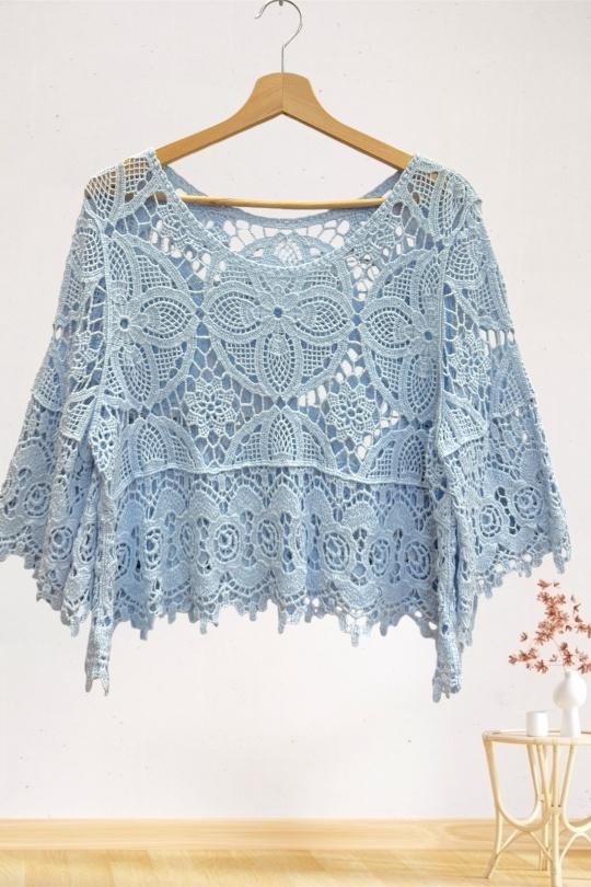 Blouses Femme Bleu ciel Sun Love 2022 Efashion Paris