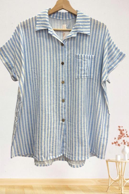 Chemises Femme Bleu ciel Sun Love 1809 Efashion Paris