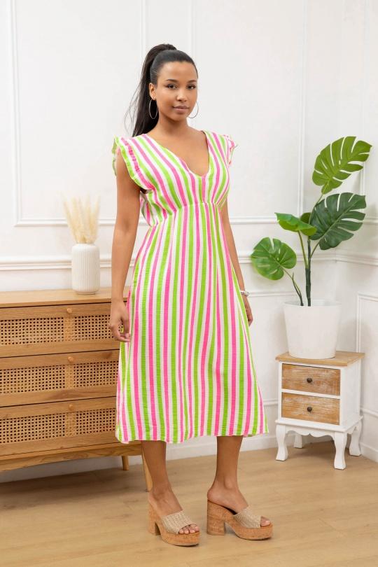 Robes mi-longues Femme Fushia Sun Love 25279 Efashion Paris