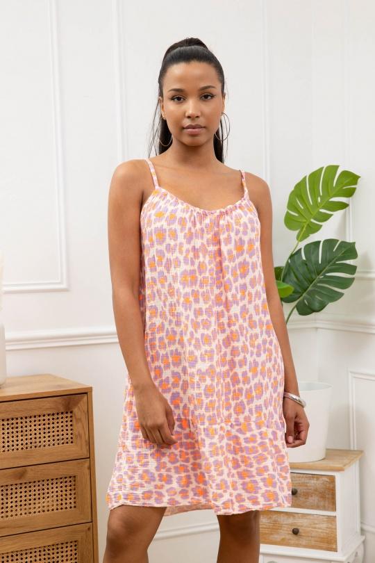 Short dresses Women Pink Sun Love 22032LEOPARD Efashion Paris