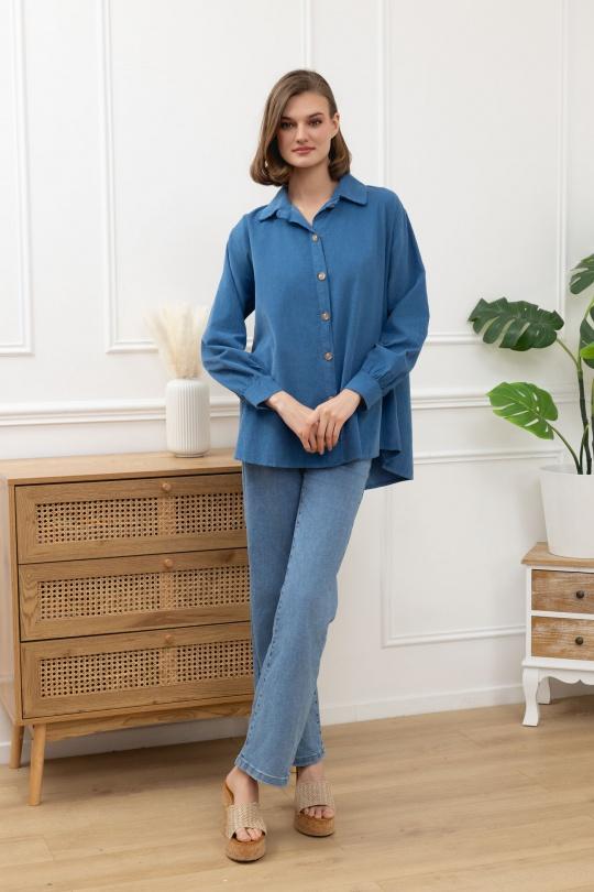 Shirts Women Jean blue Sun Love 25129 Efashion Paris
