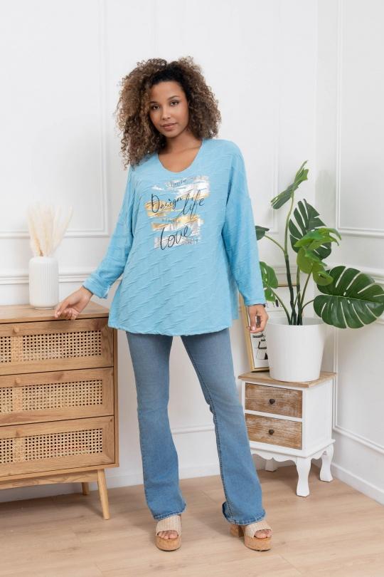 Tops Femme Bleu ciel Sun Love 9923 Efashion Paris